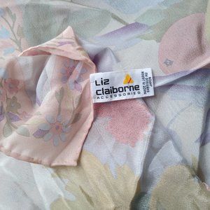VINTAGE LIZ CLAIRBORNE SILK PASTEL PRINT SCARF
